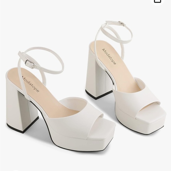 White Platform Sandal Heels - Picture 6 of 6